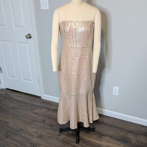 Lina Blush Pink Sleeveless Sequin Trim Mermaid Dress Size Medium See Measurments